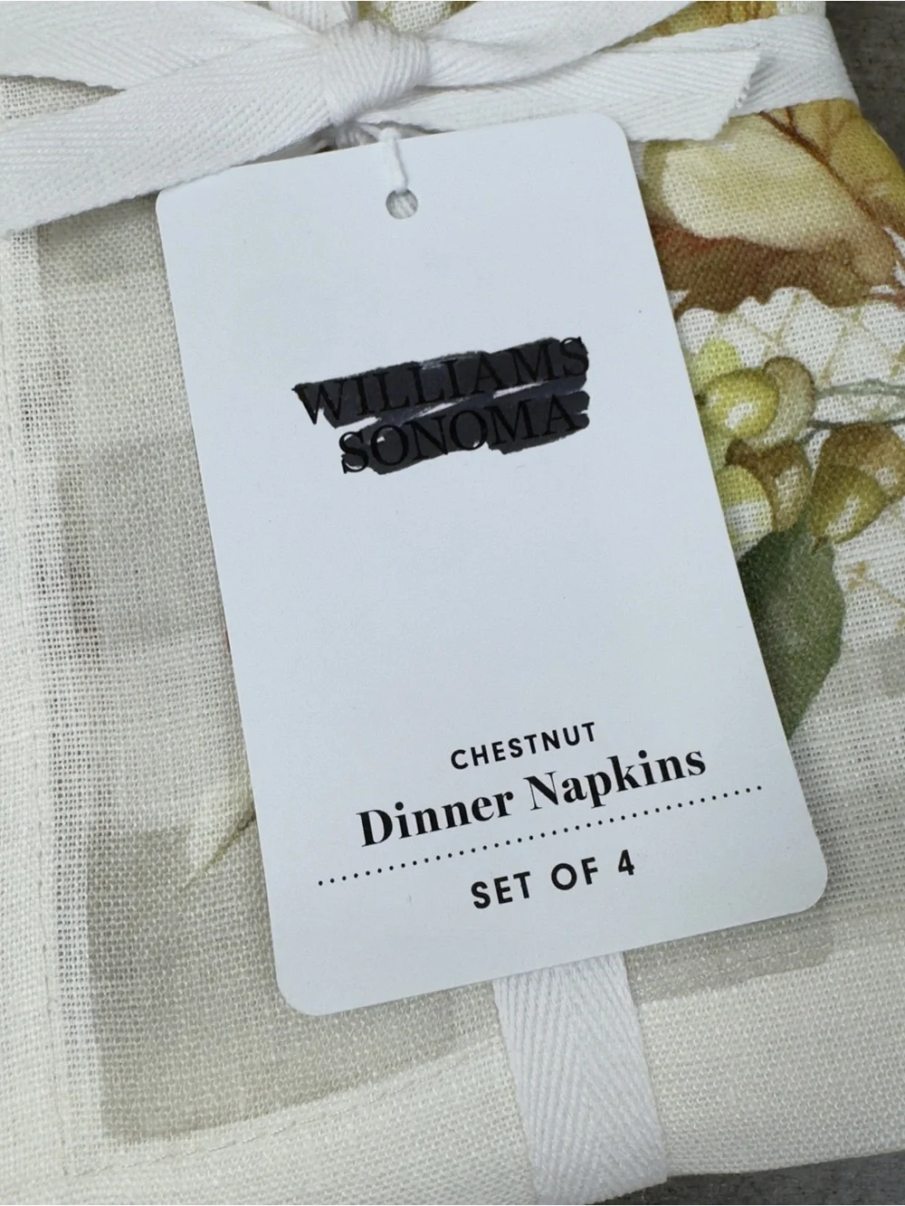 Williams Sonoma Chestnut Dinner Napkins Set/4 Multicolor NWT
